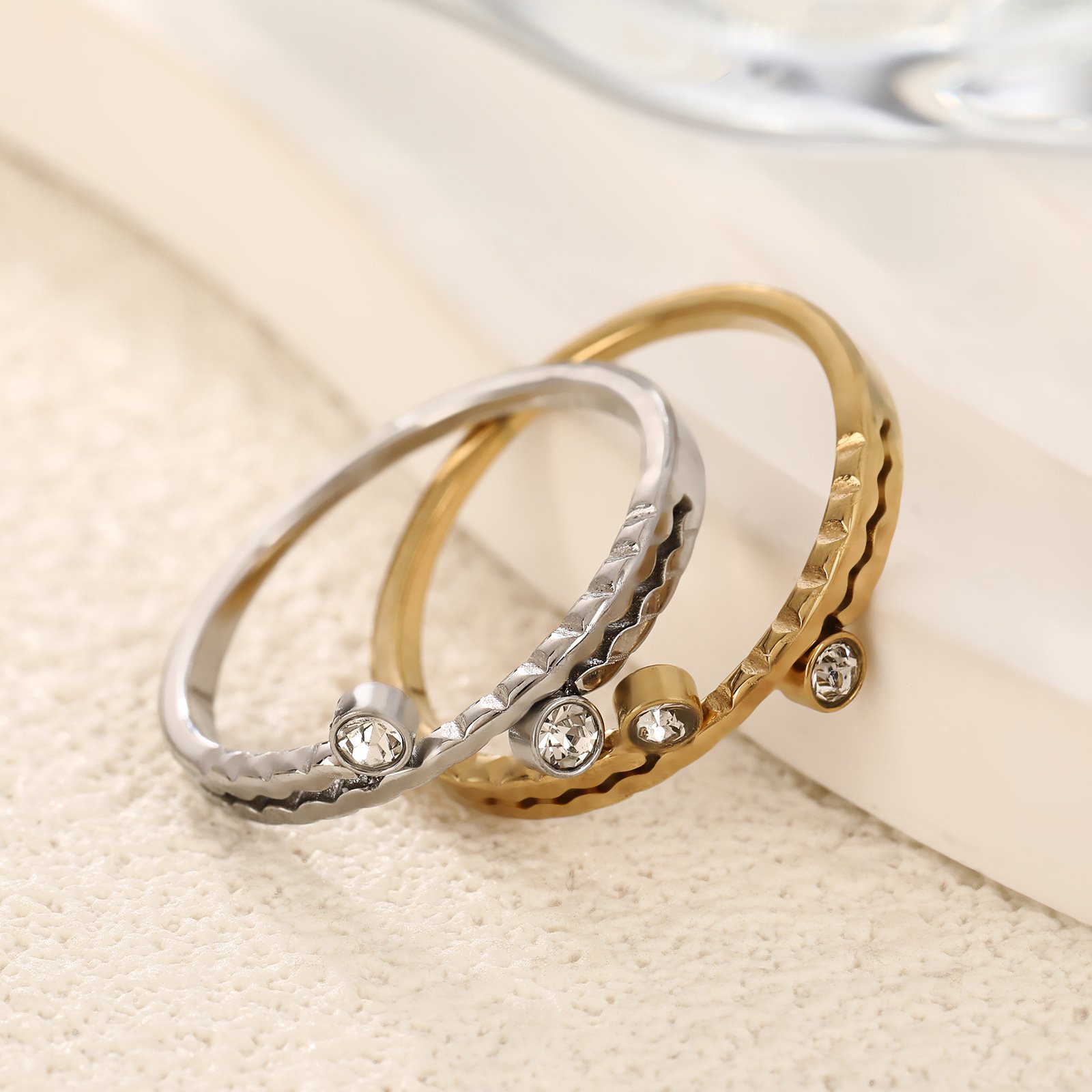 Dual Zircon Stack Ring - Image 5