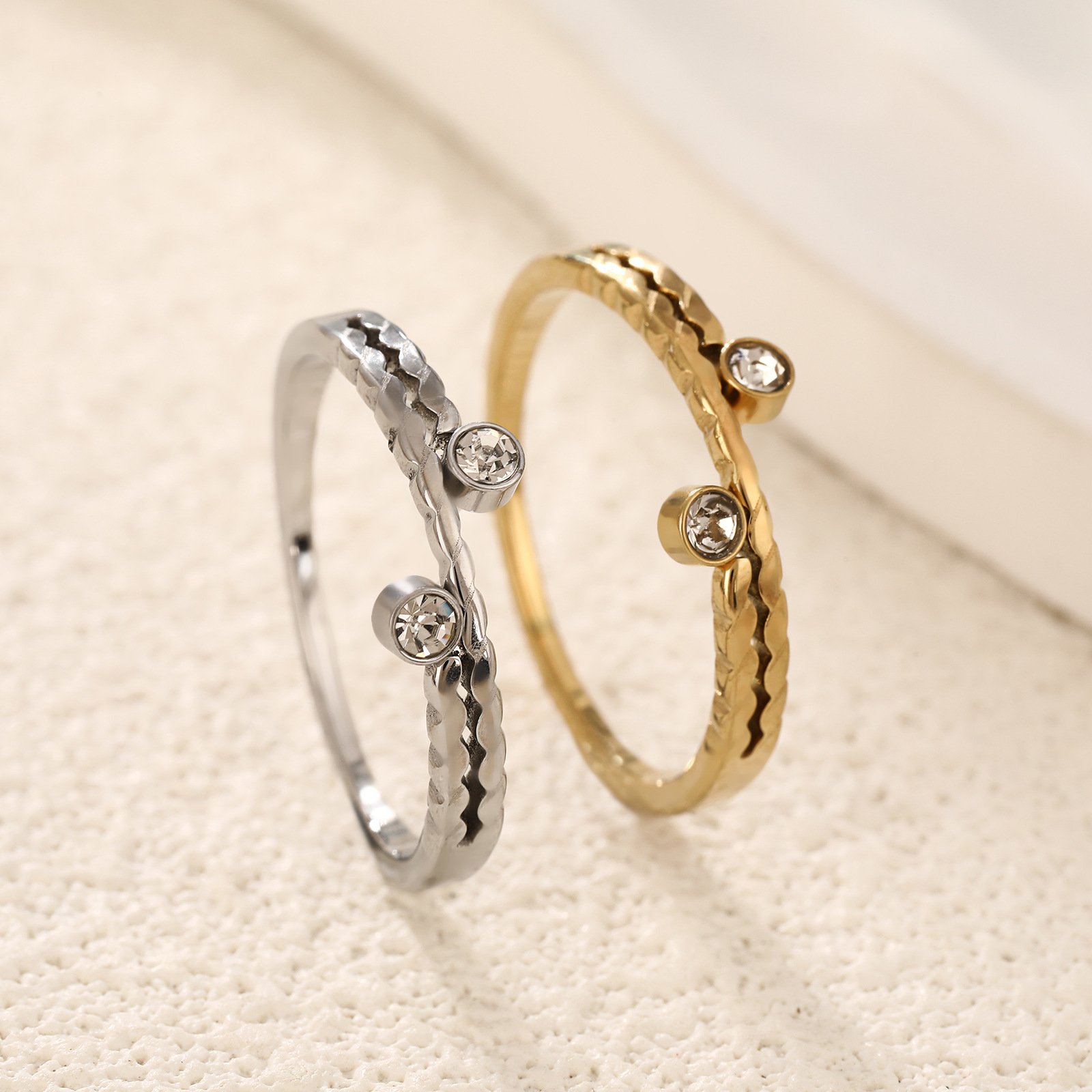 Dual Zircon Stack Ring - Image 4