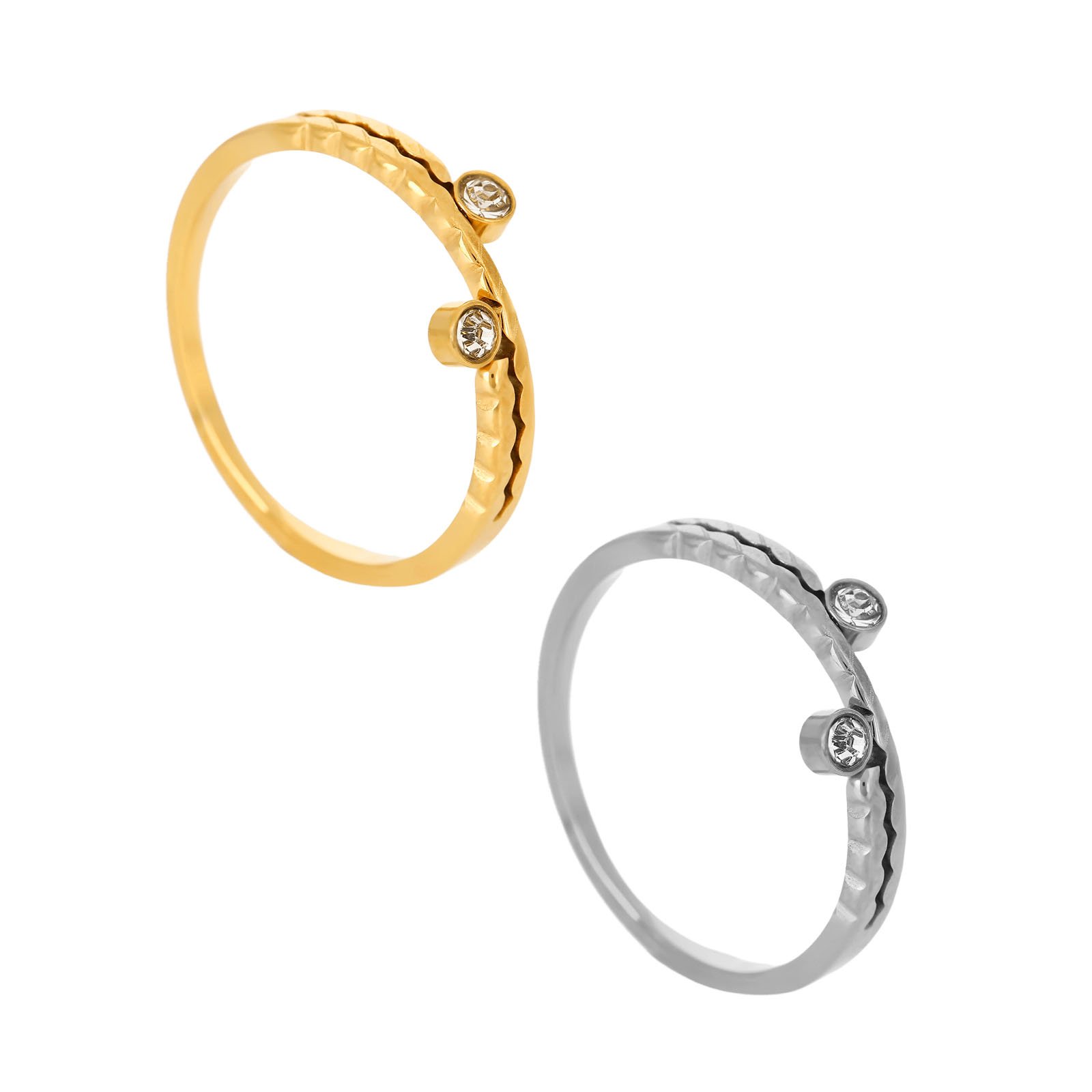 Dual Zircon Stack Ring