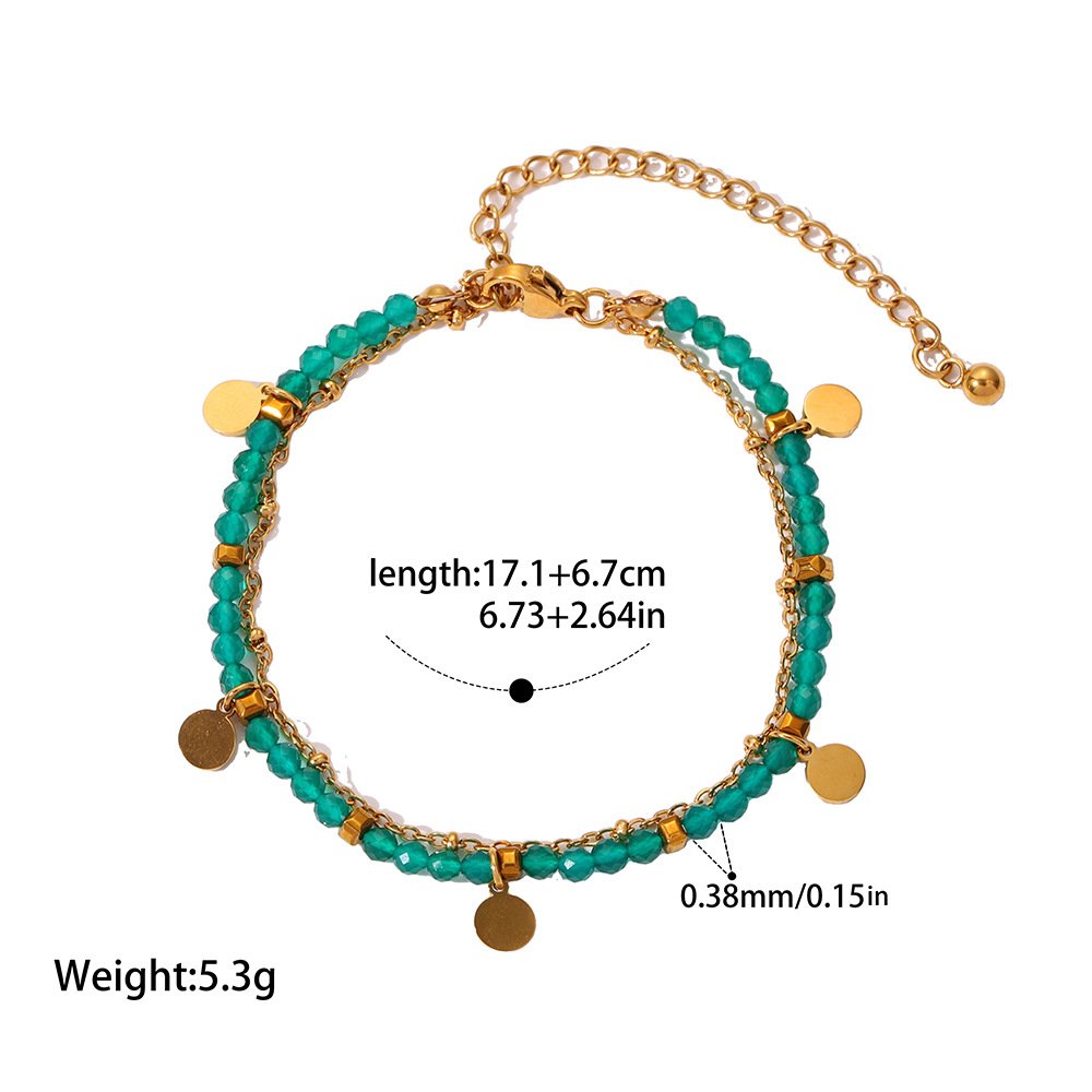 Emerald Bead Layered Bracelet - Image 3
