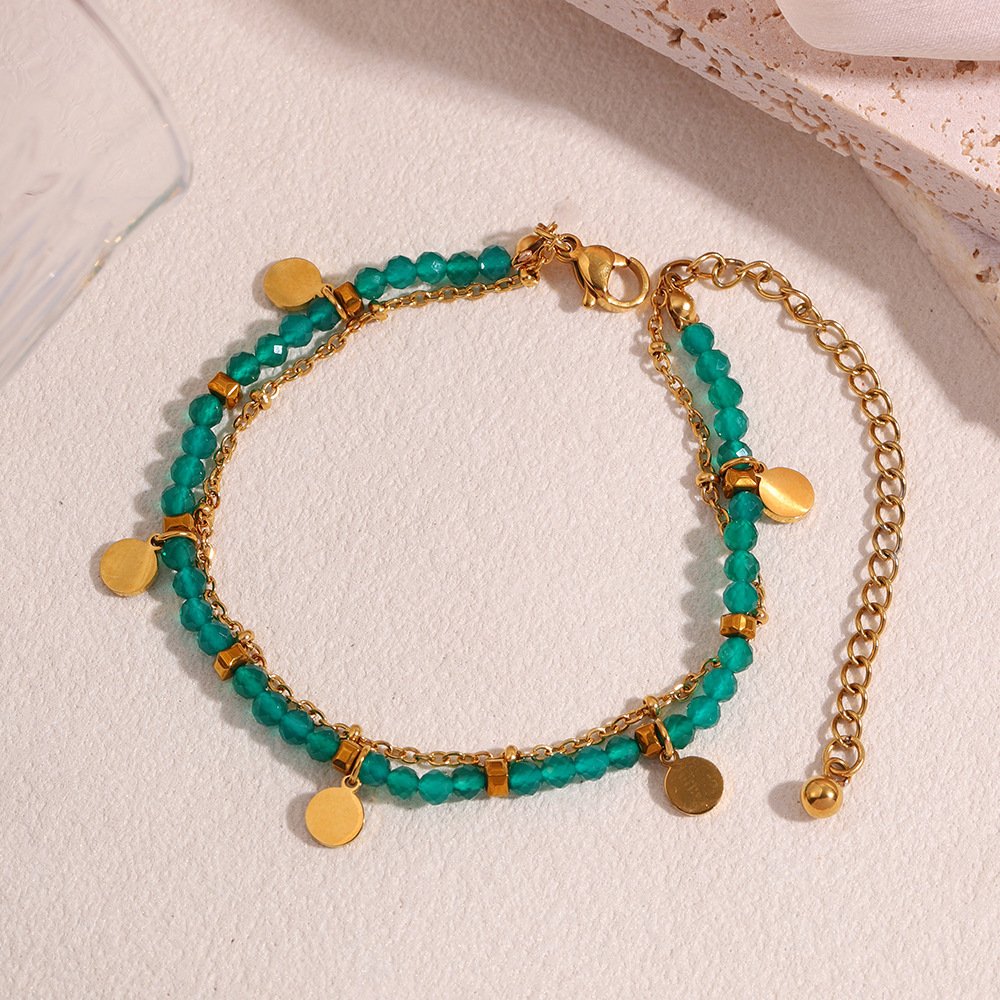 Emerald Bead Layered Bracelet - Image 2
