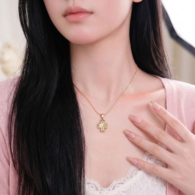 Heart Petal Clover Zircon Snake Chain Necklace