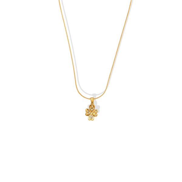 Heart Petal Clover Zircon Snake Chain Necklace