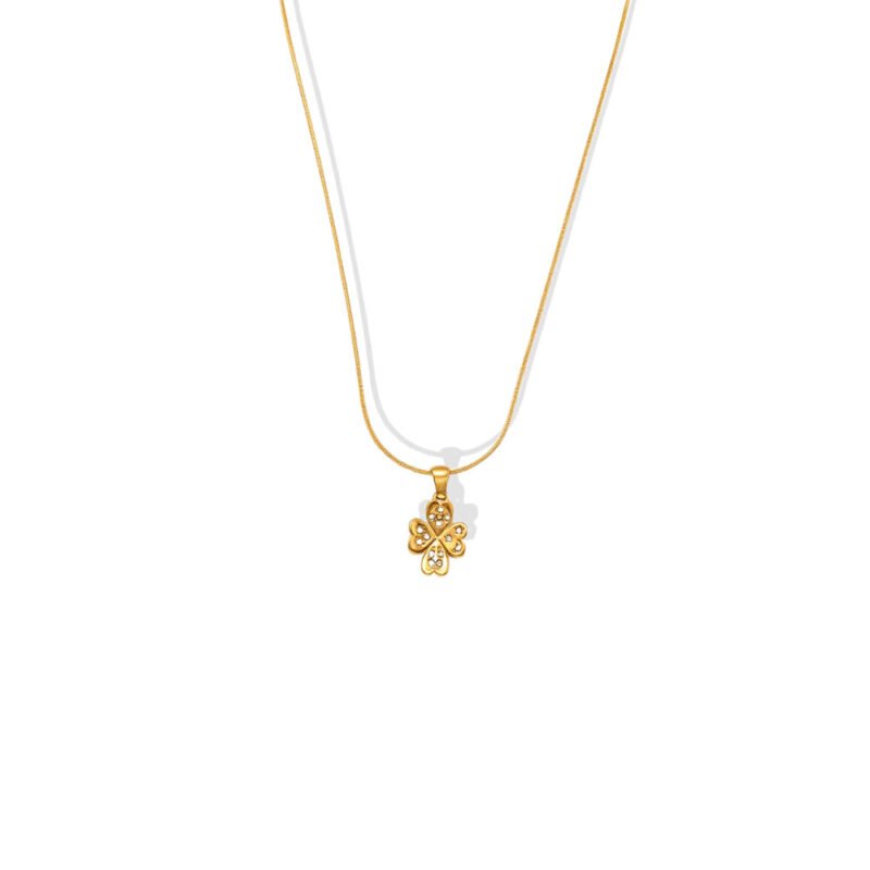Heart Petal Clover Zircon Snake Chain Necklace