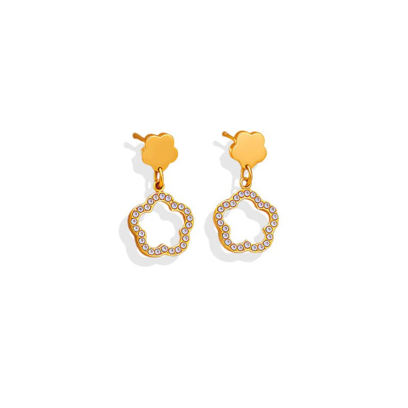 Hollow Clover Pavé Frame Drop Earrings