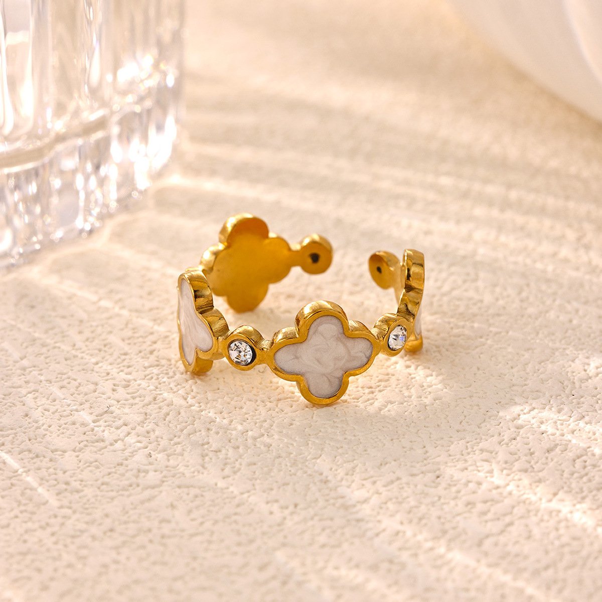 Ivory Clover Row Ring - Image 4