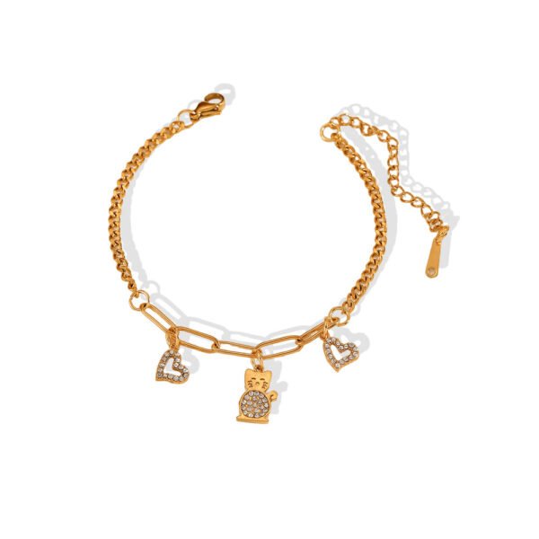 Kitty & Heart Charm Bracelet