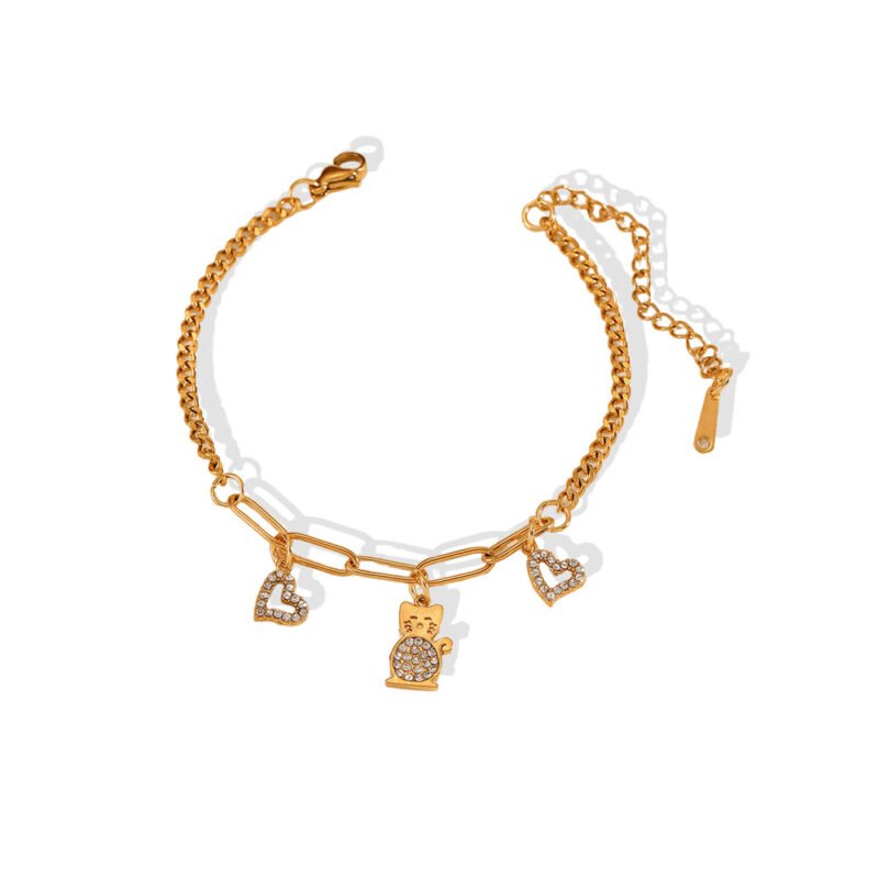Kitty & Heart Charm Bracelet