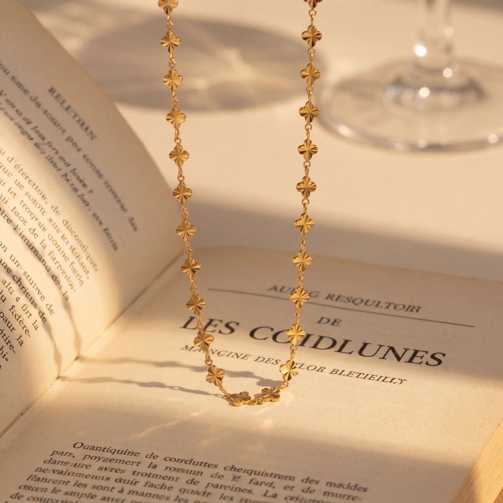 Laser Clover Link Chain Necklace - Image 4