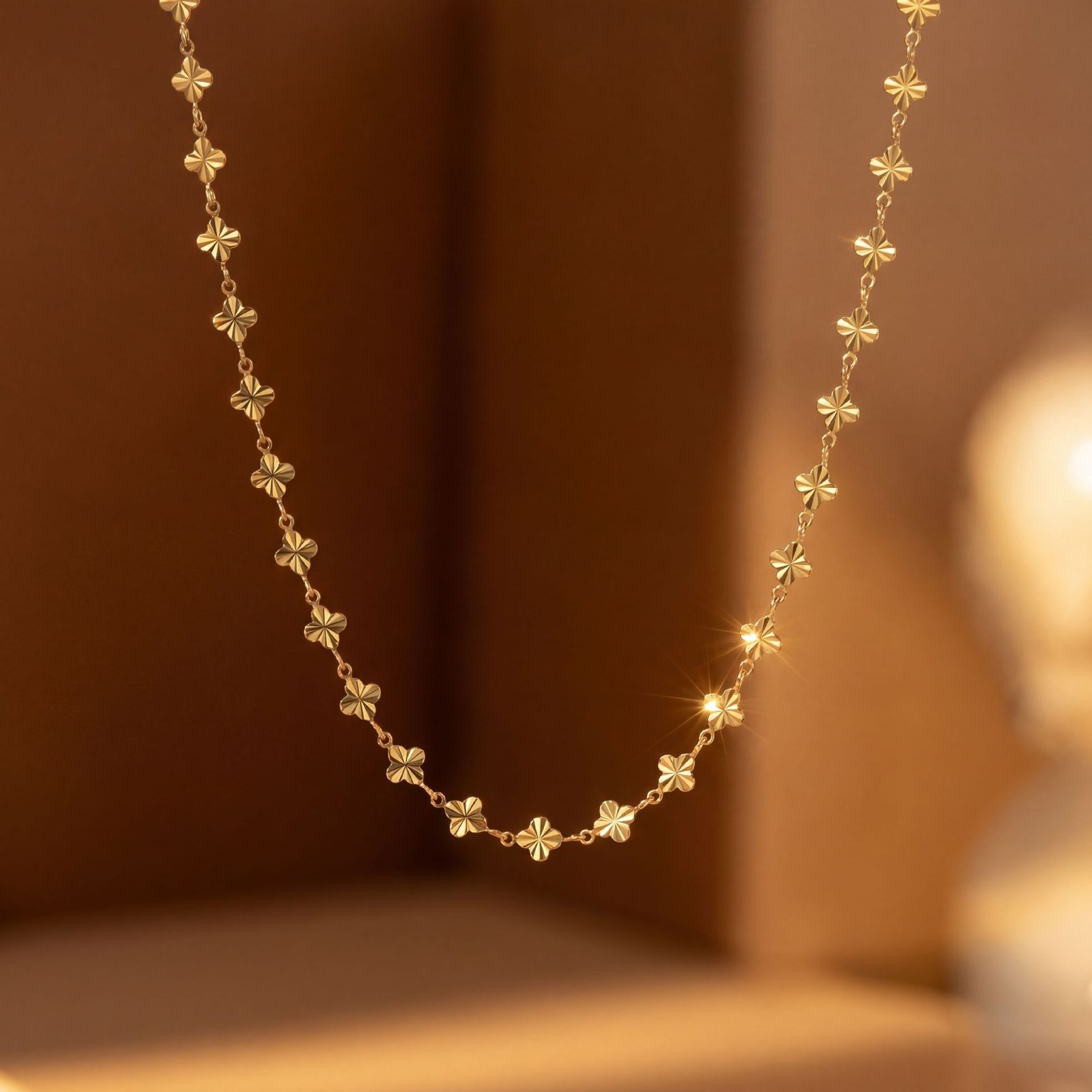 Laser Clover Link Chain Necklace - Image 3