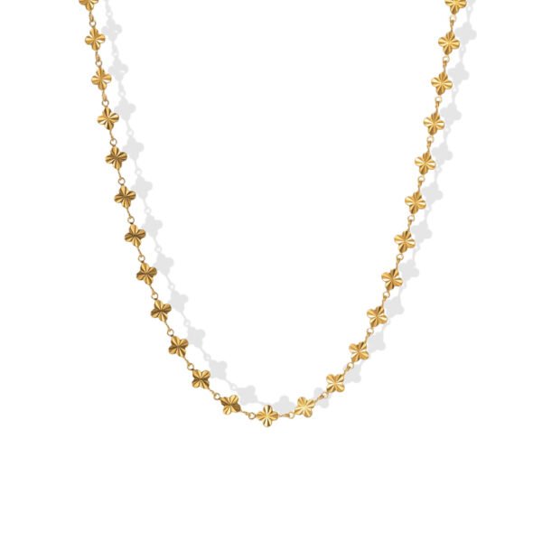 Laser Clover Link Chain Necklace