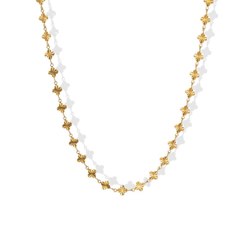 Laser Clover Link Chain Necklace
