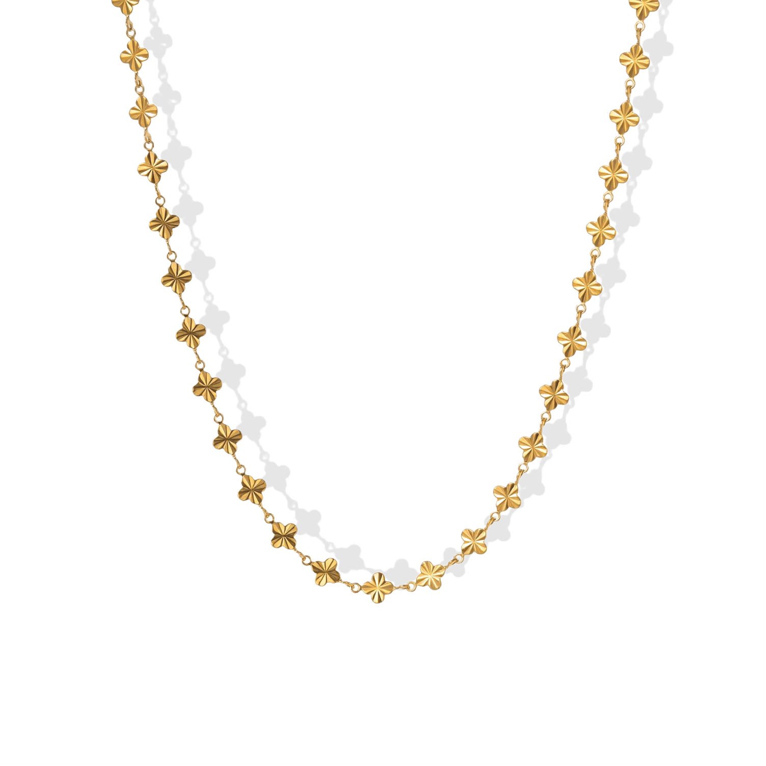 Laser Clover Link Chain Necklace