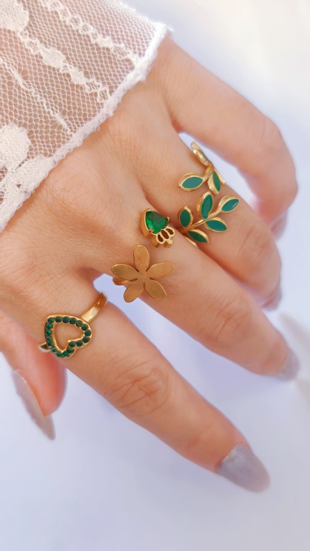 Olive Leaf Enamel Ring - Image 2