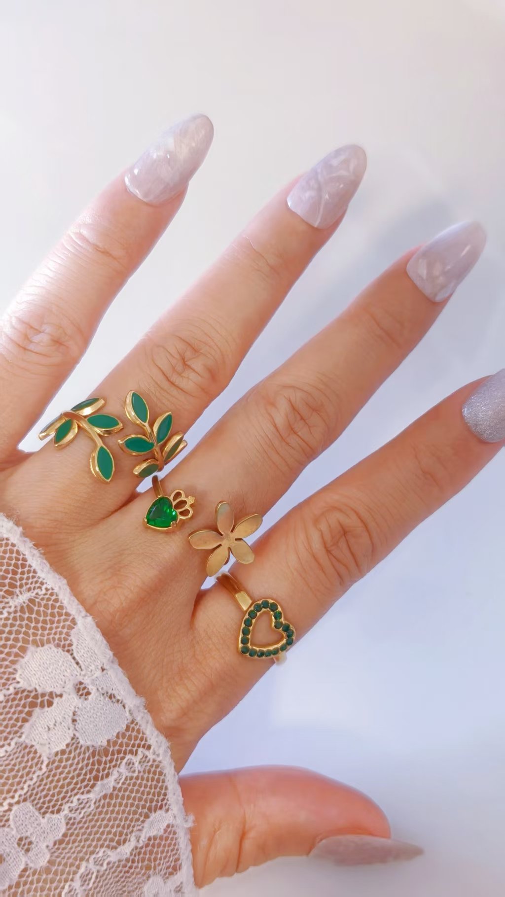 Olive Leaf Enamel Ring - Image 3