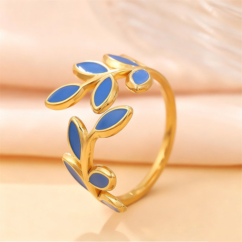 Olive Leaf Enamel Ring - Image 8