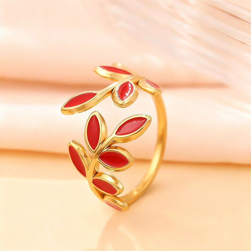 Olive Leaf Enamel Ring - Image 7