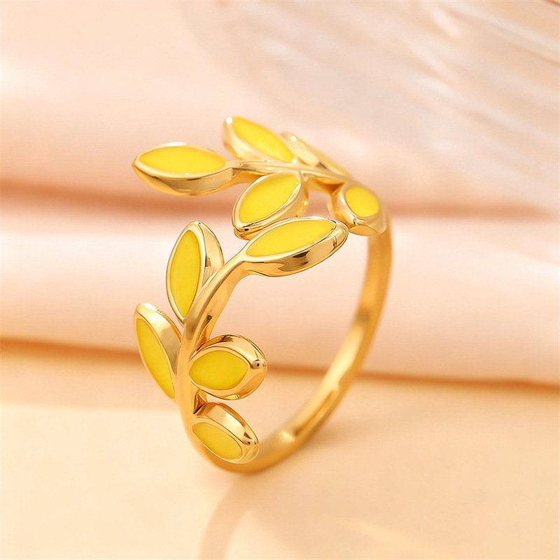 Olive Leaf Enamel Ring - Image 11