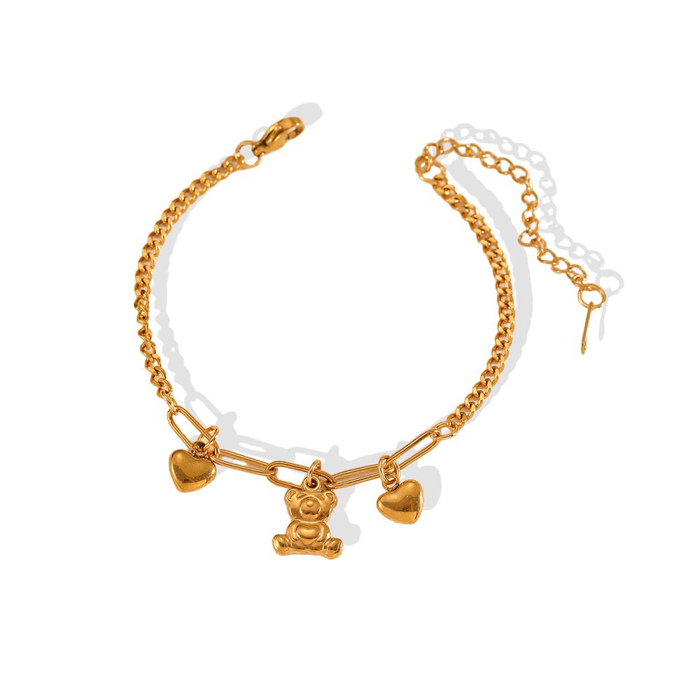 Puffy Teddy Bear Charm Bracelet