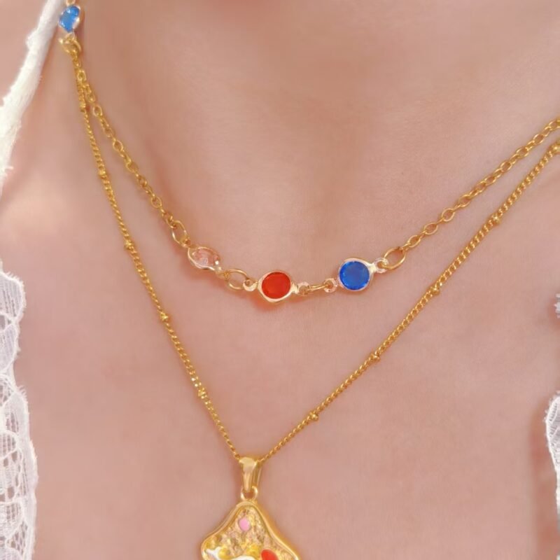 Rainbow Gem Station Necklace