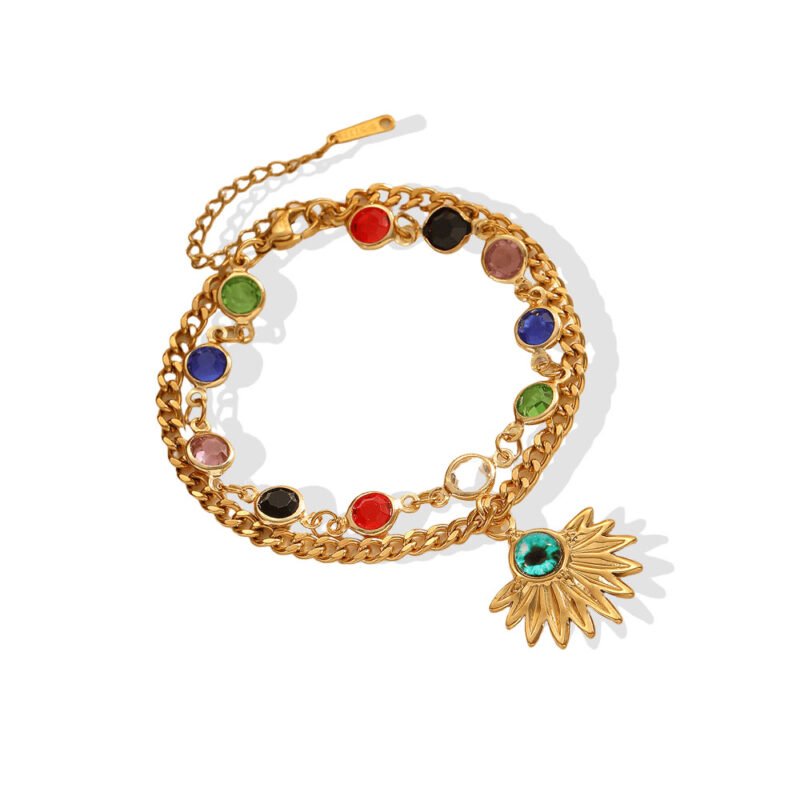 Rainbow Gem Sunburst Bracelet