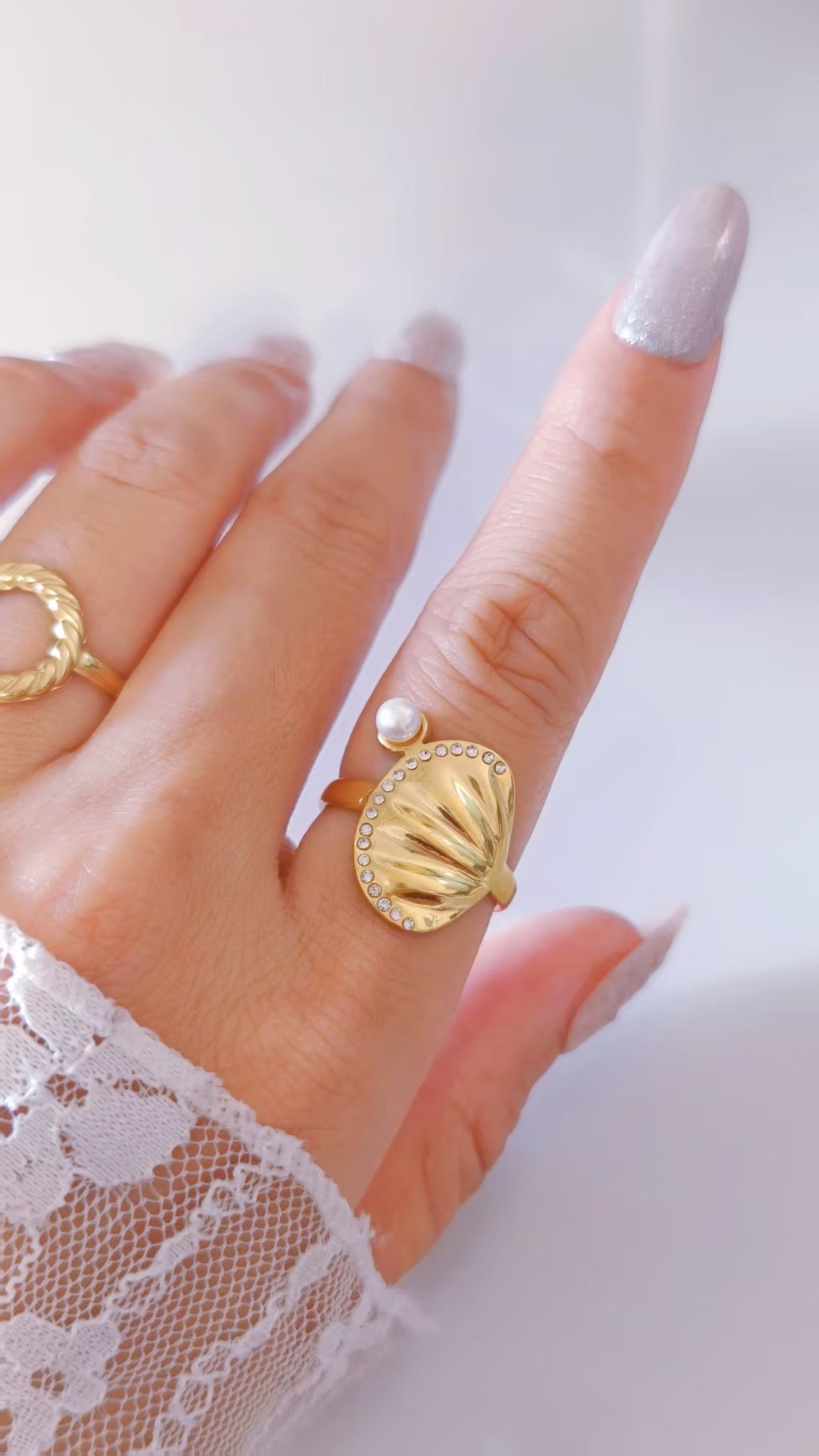Seashell Pearl Ring - Image 2