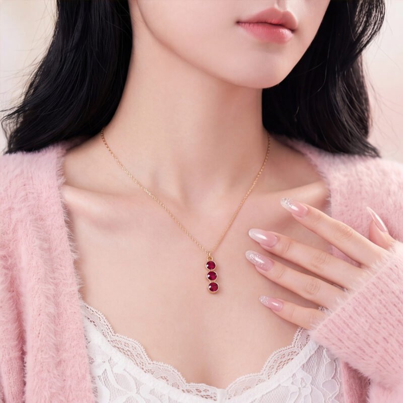Triple Gem Bar Necklace