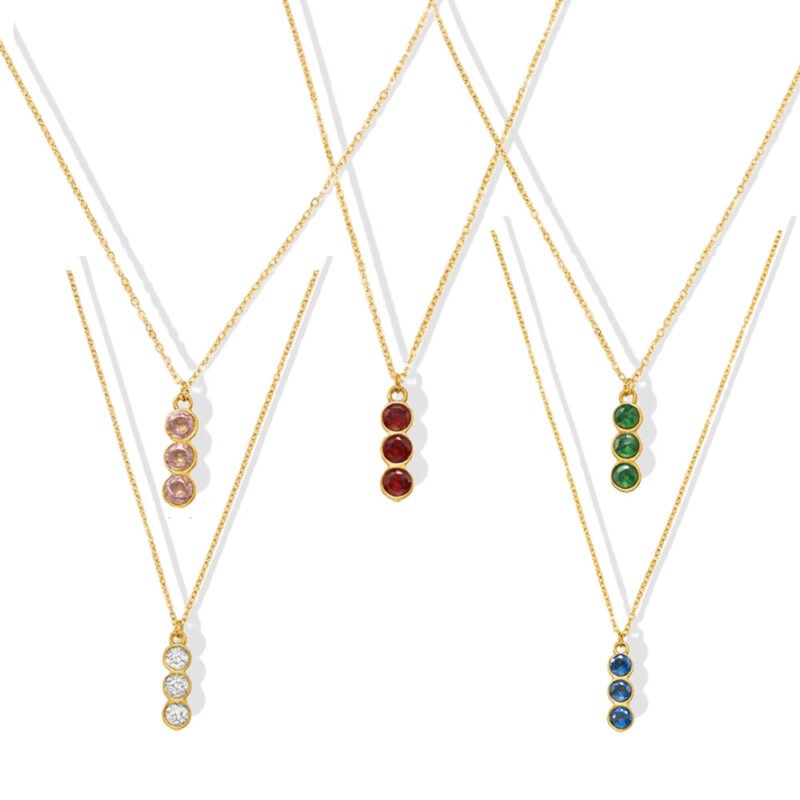 Triple Gem Bar Necklace