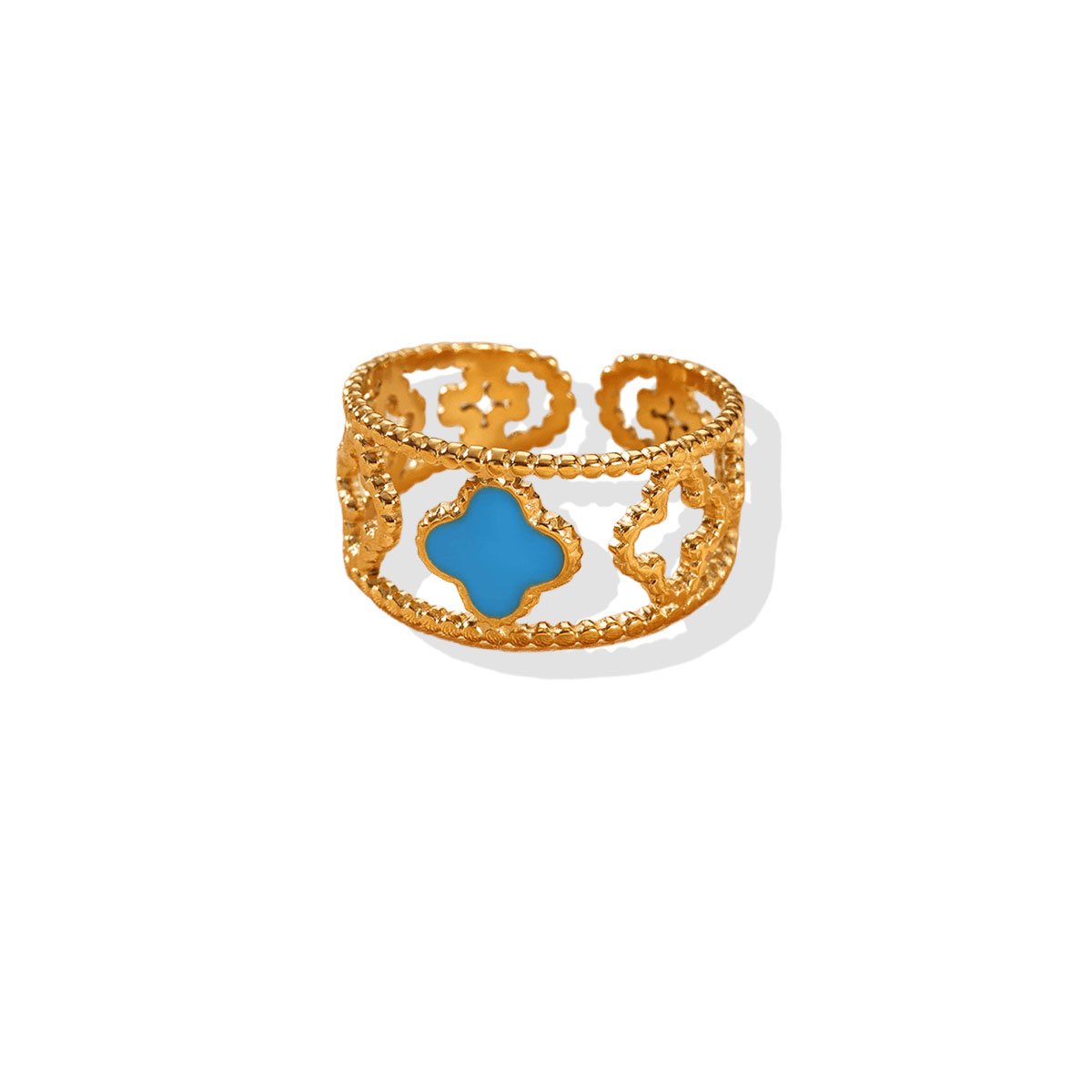 Turquoise Clover Band Ring