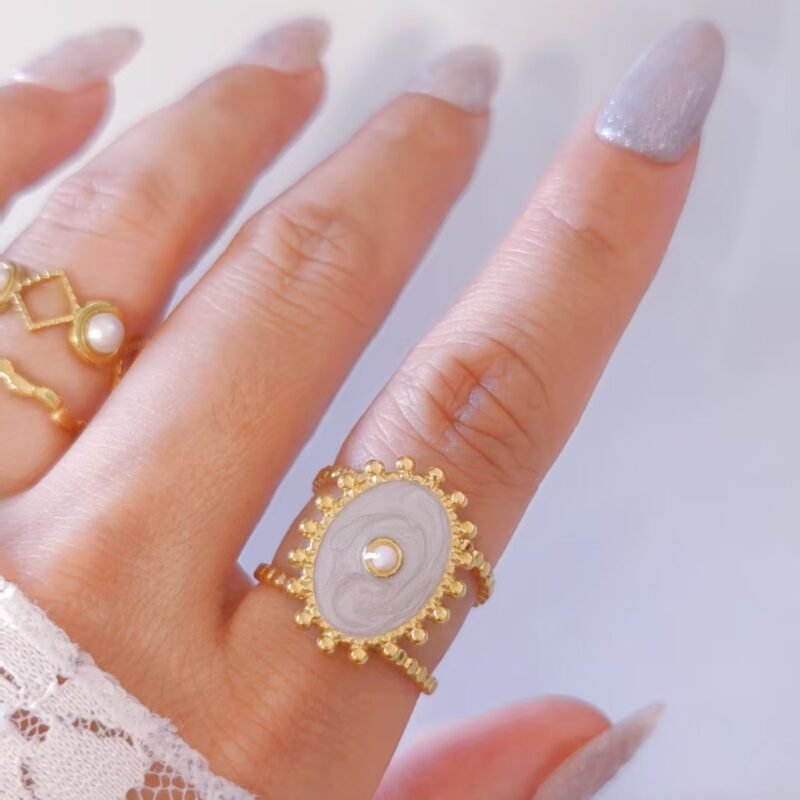 Vintage Enamel Sunburst Ring