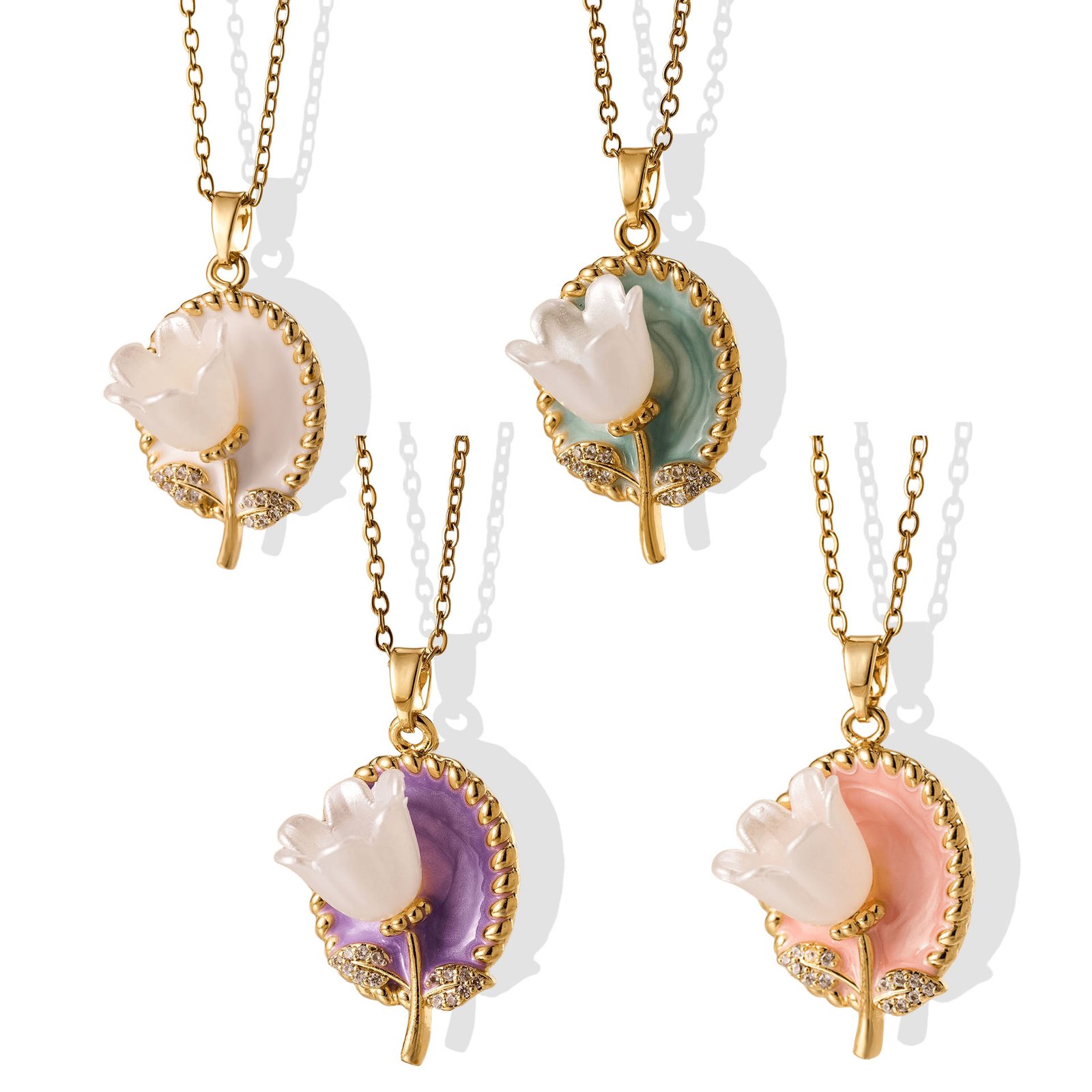 White Tulip Medallion Necklace