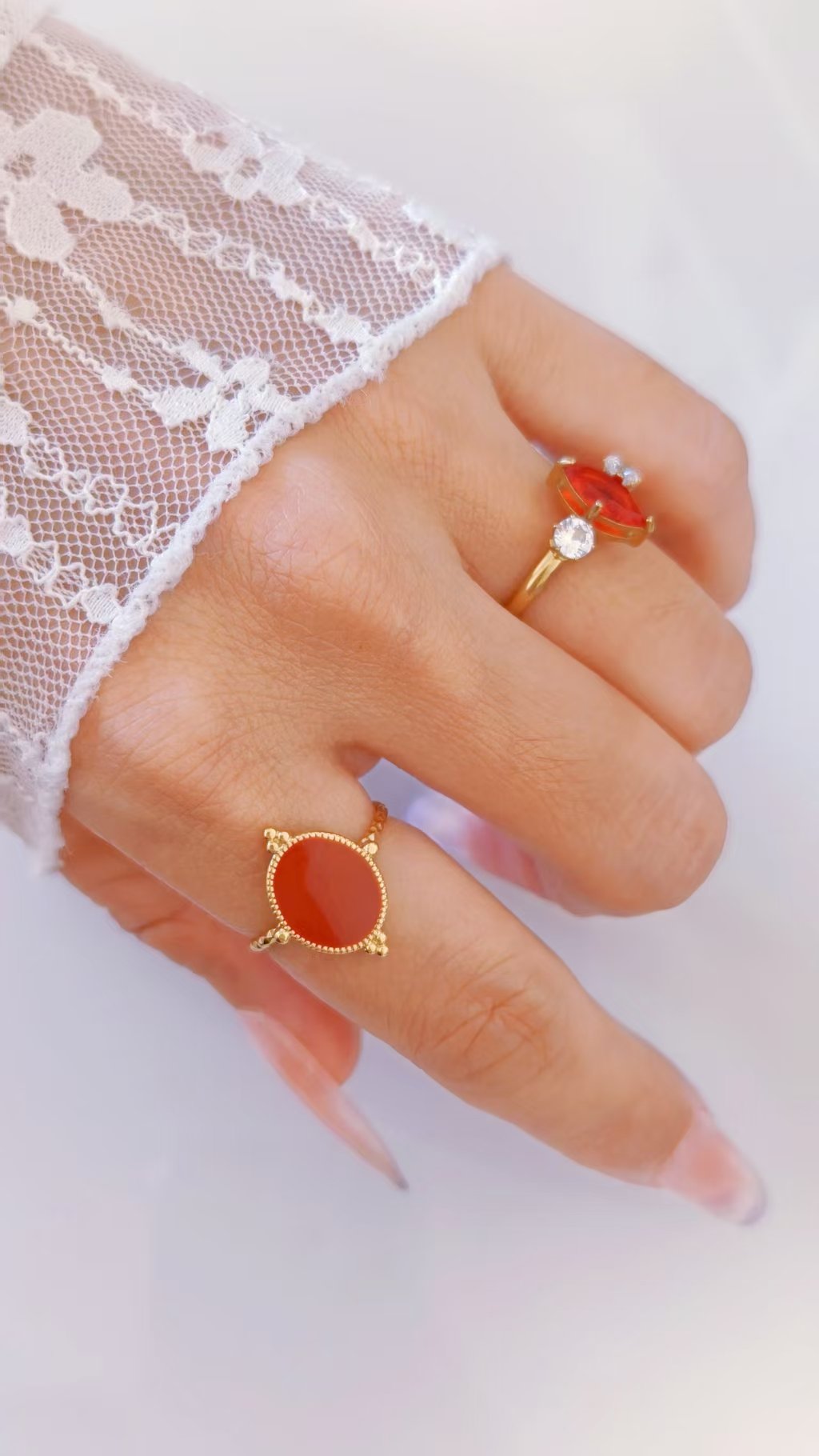 Antique Coin Round Enamel Ring - Image 2