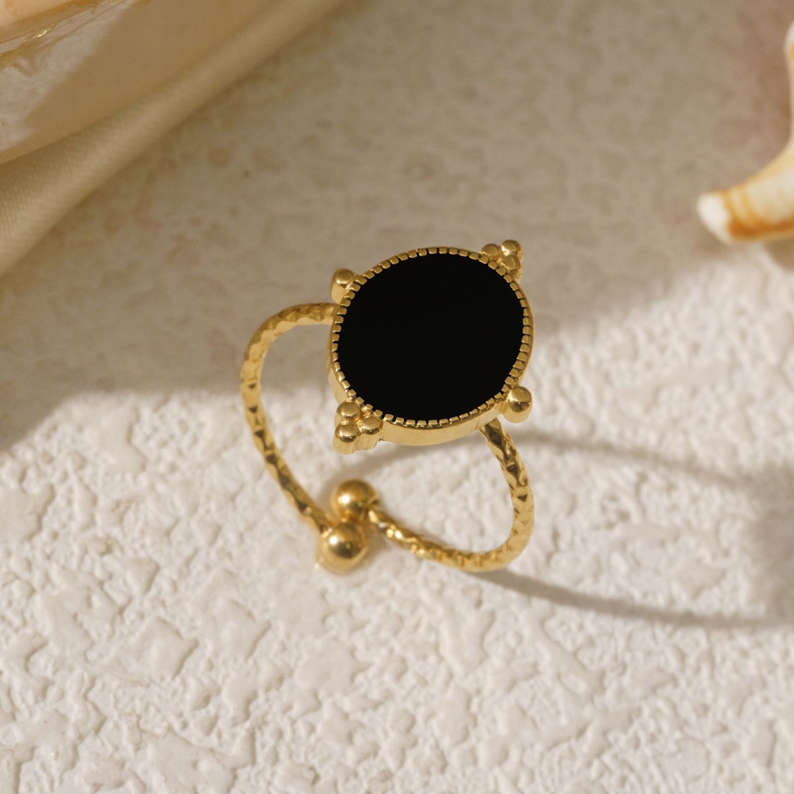 Antique Coin Round Enamel Ring - Image 4