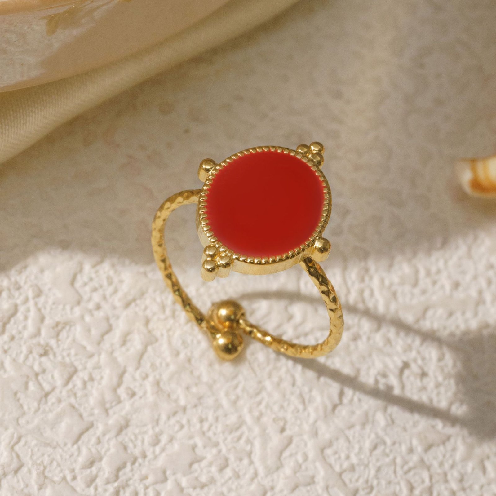 Antique Coin Round Enamel Ring - Image 6