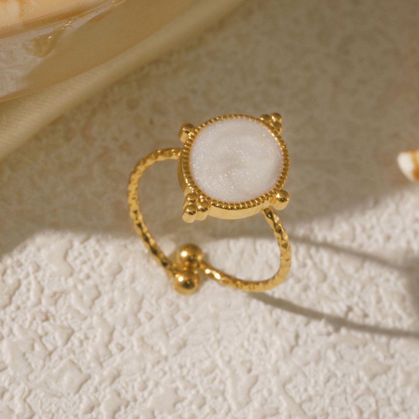 Antique Coin Round Enamel Ring - Image 5