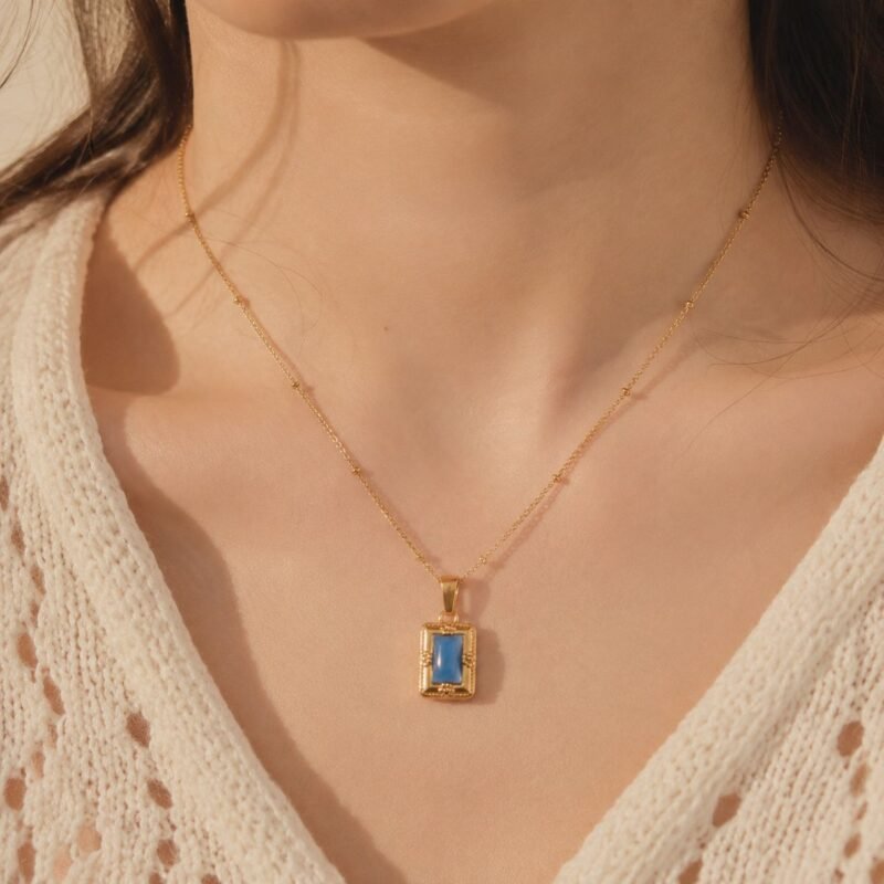 Blue Reverie Vintage Frame Necklace
