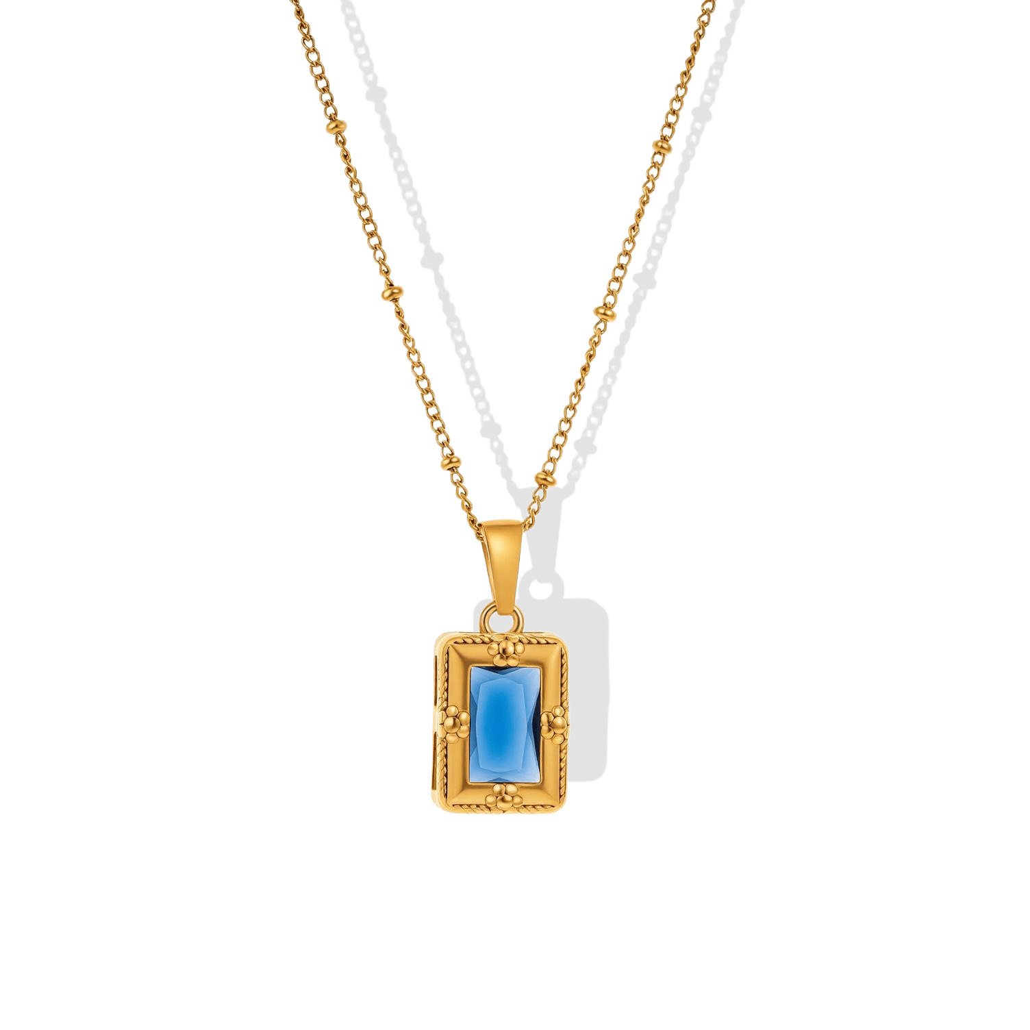 Blue Reverie Vintage Frame Necklace