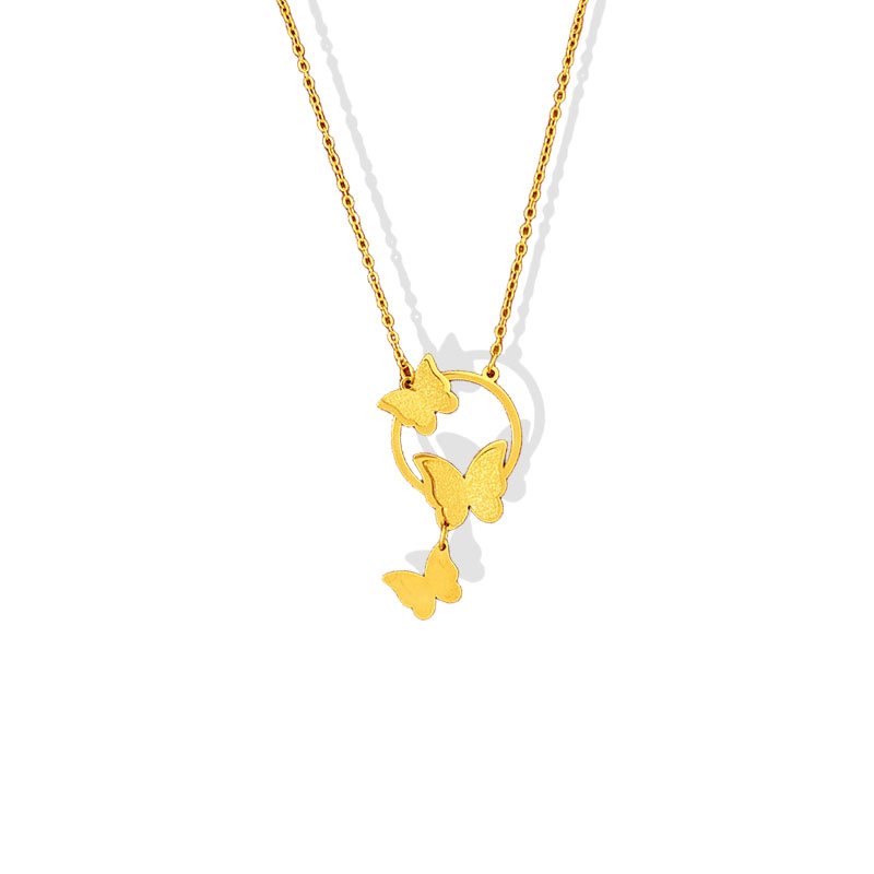 Butterfly Flutter Circle Pendant Necklace