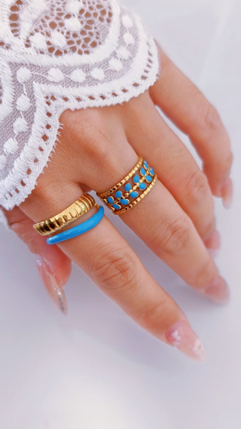 Colorful Enamel Vine Ring - Image 2