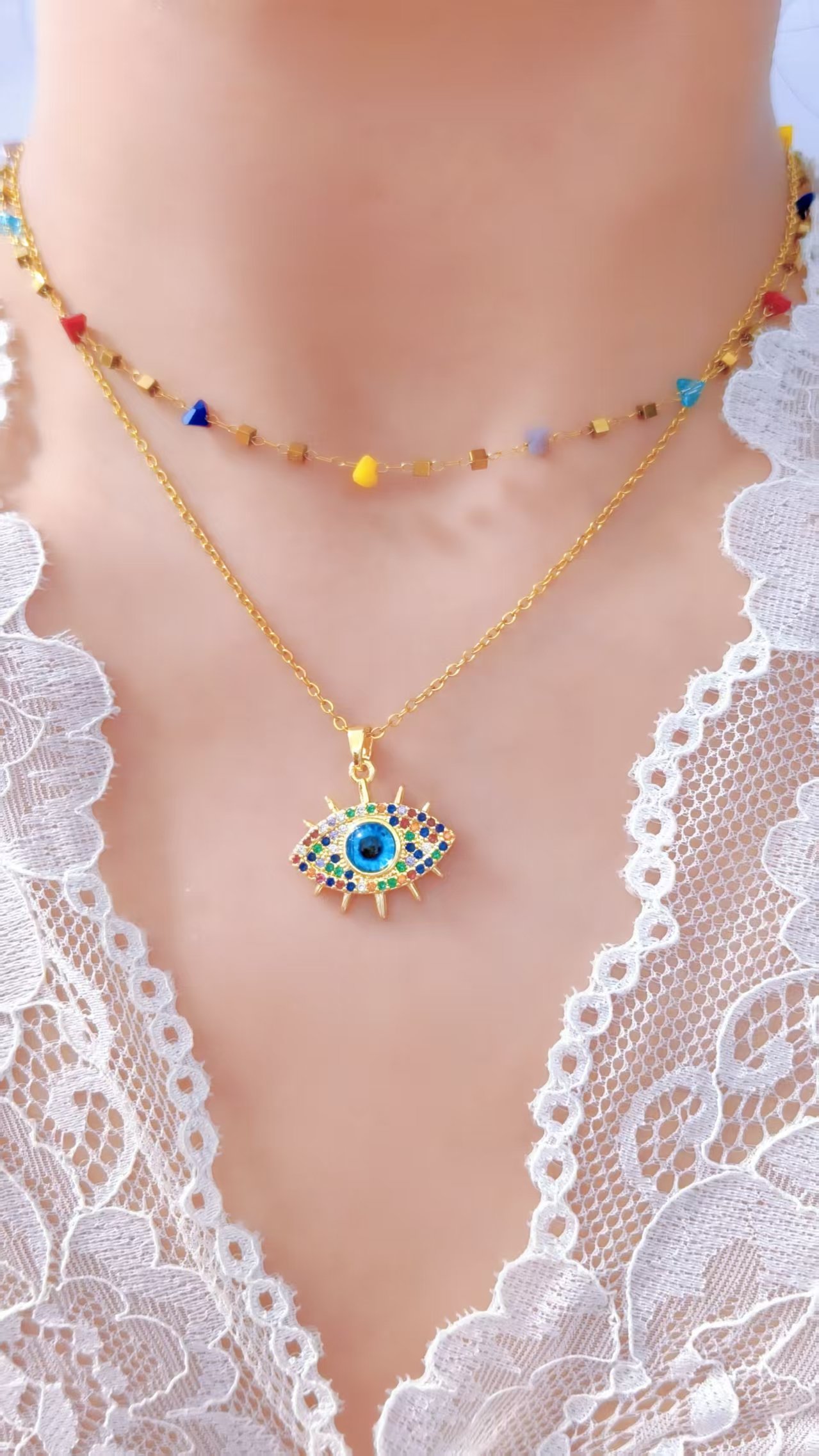 Confetti Gaze Evil Eye Necklace - Image 3