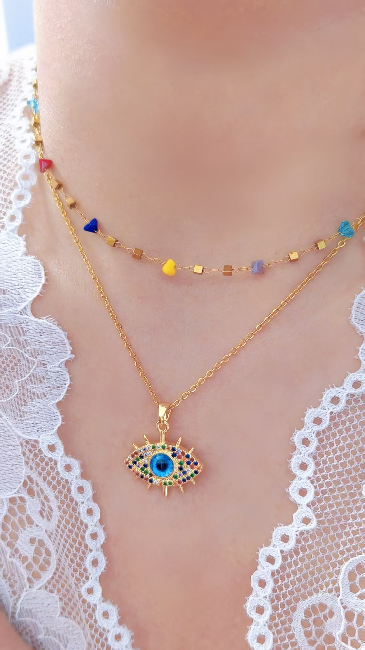Confetti Gaze Evil Eye Necklace - Image 4