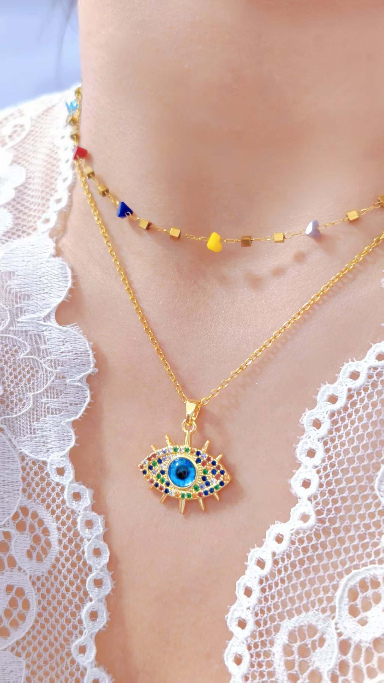 Confetti Gaze Evil Eye Necklace - Image 2