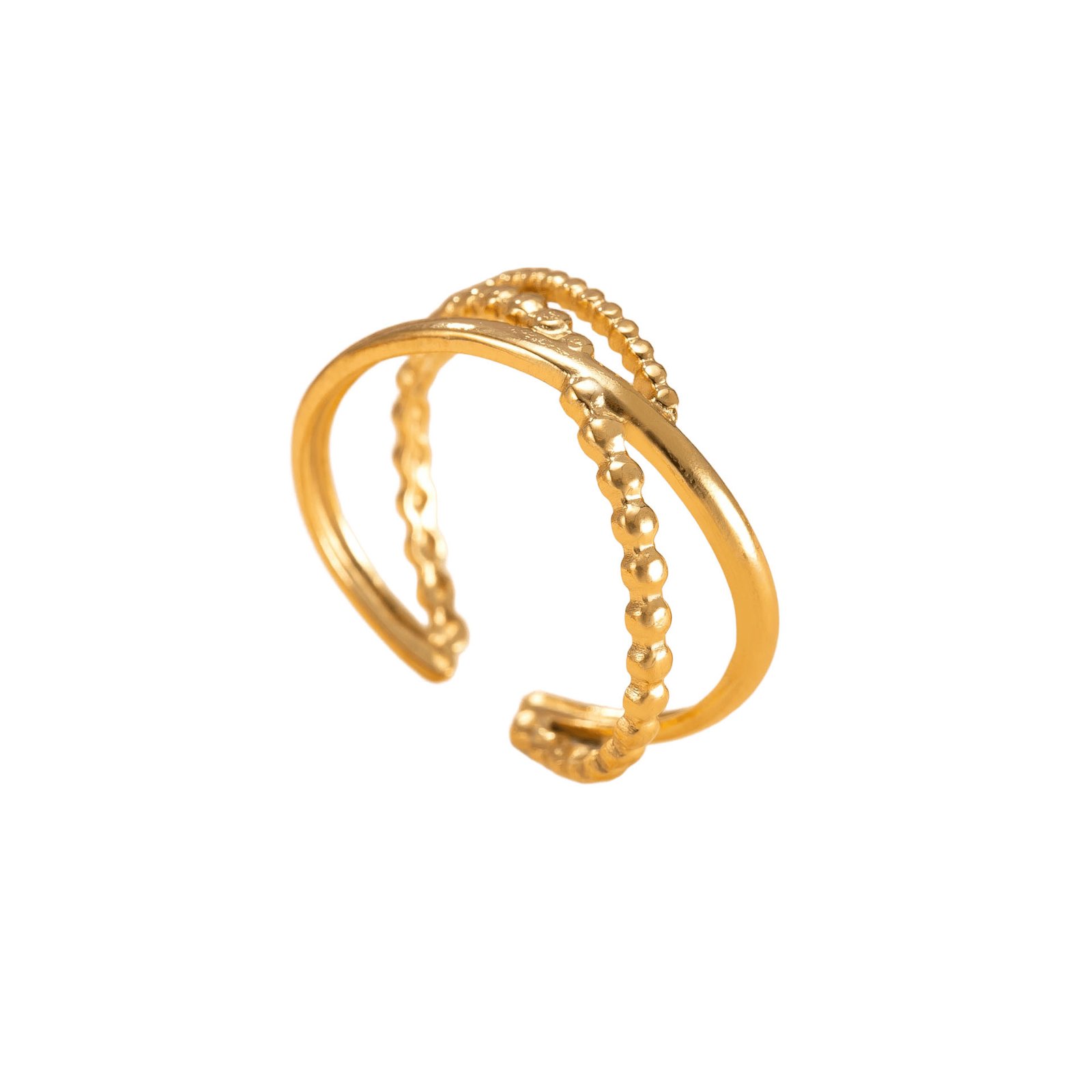 Crossed Beaded Wrap Ring