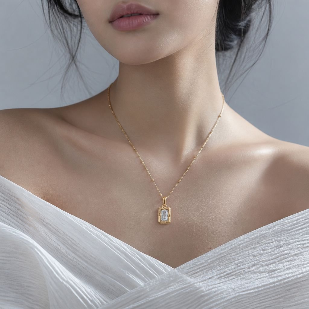Crystal Reverie Vintage Frame Necklace - Image 2
