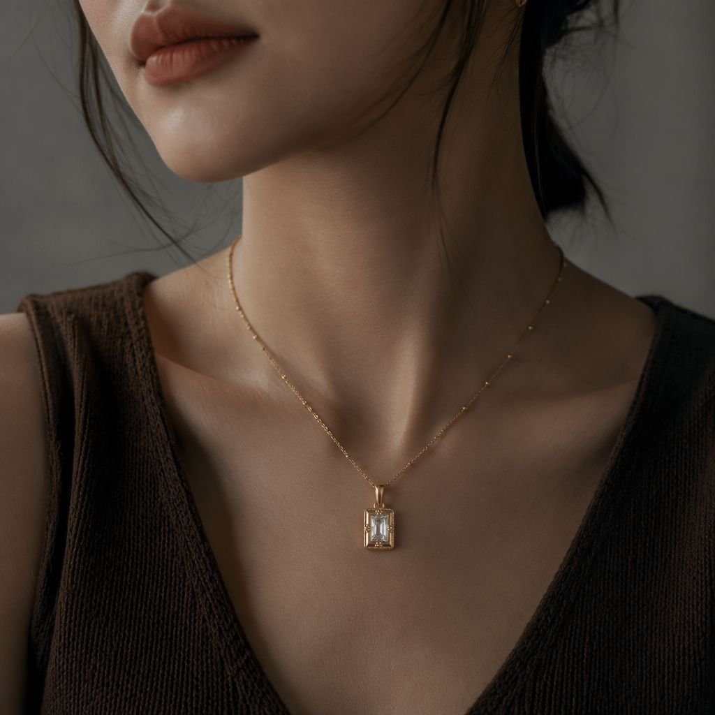 Crystal Reverie Vintage Frame Necklace - Image 3
