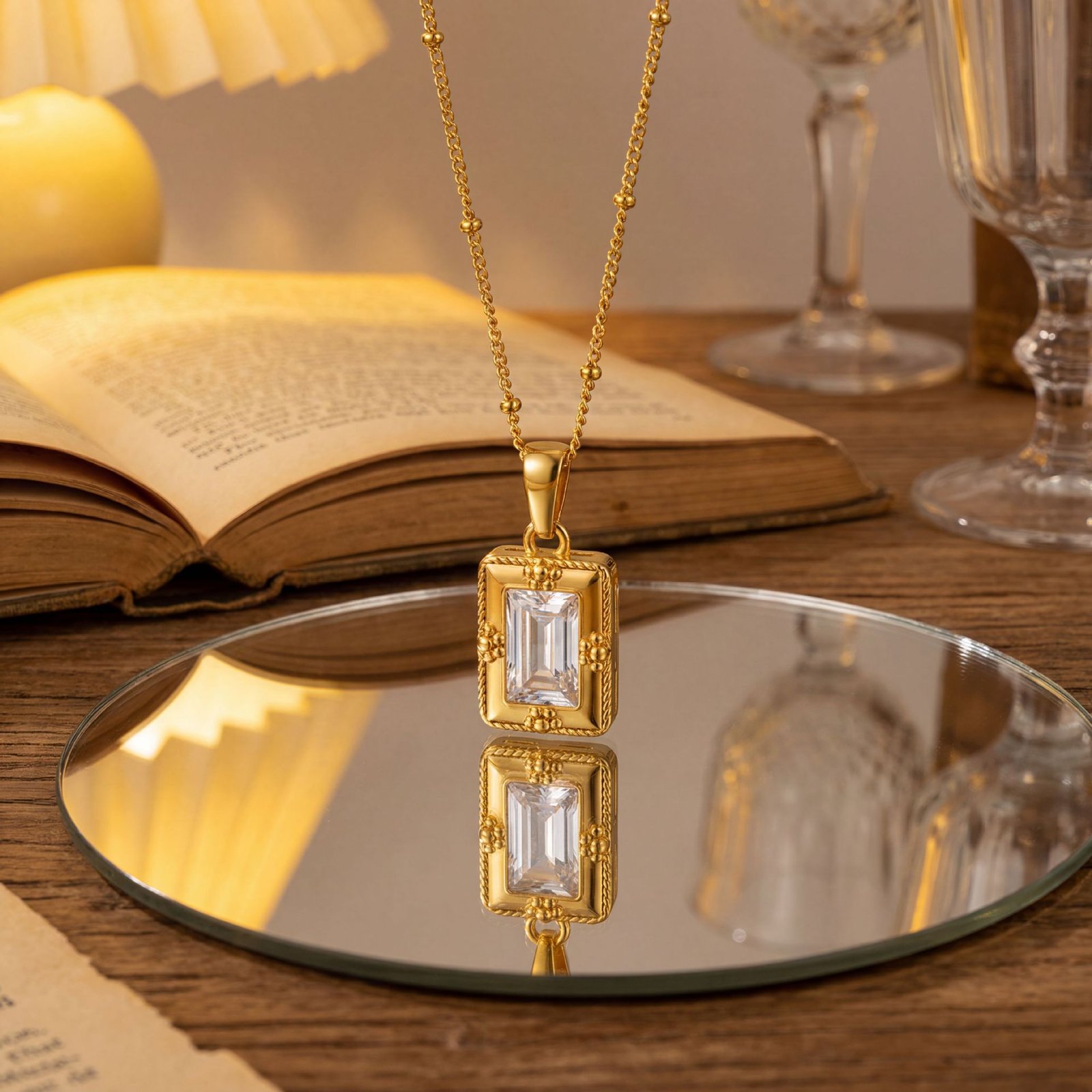 Crystal Reverie Vintage Frame Necklace - Image 4