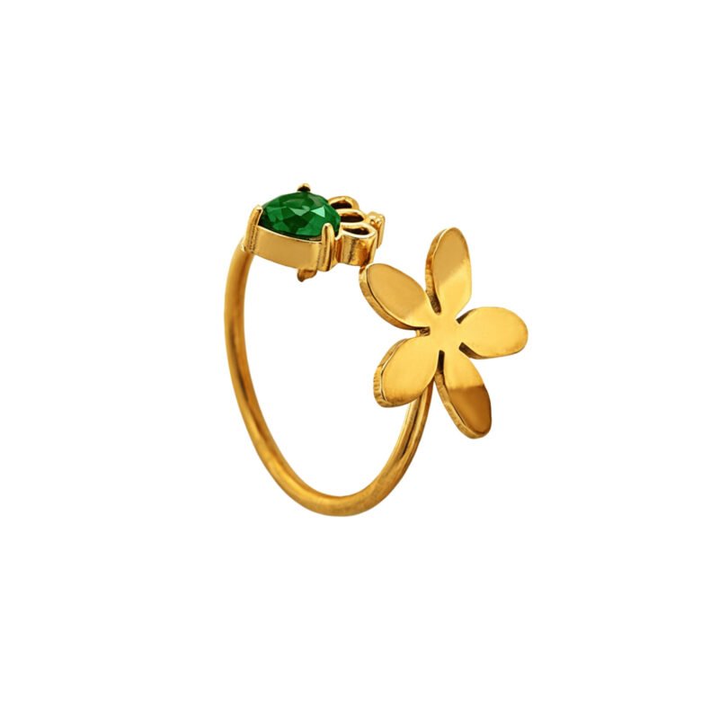 Daisy & Emerald Open Ring
