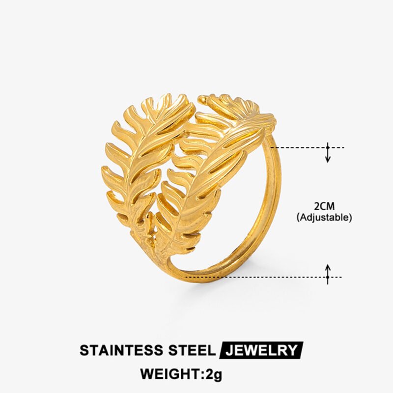 Fern Fold Crossed Leaf Ring
