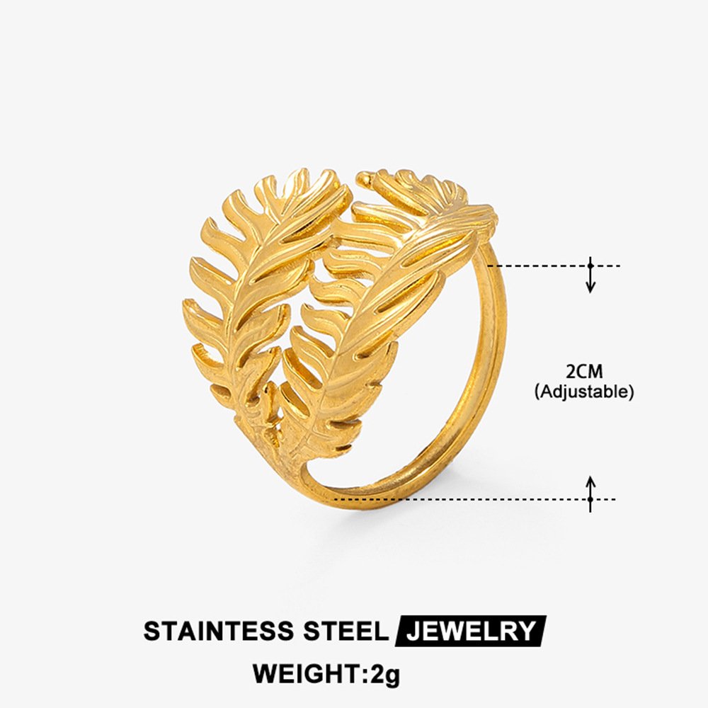 Fern Fold Crossed Leaf Ring - Image 2