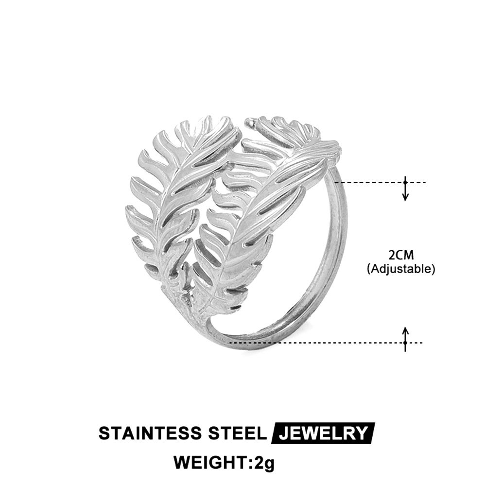 Fern Fold Crossed Leaf Ring - Image 3
